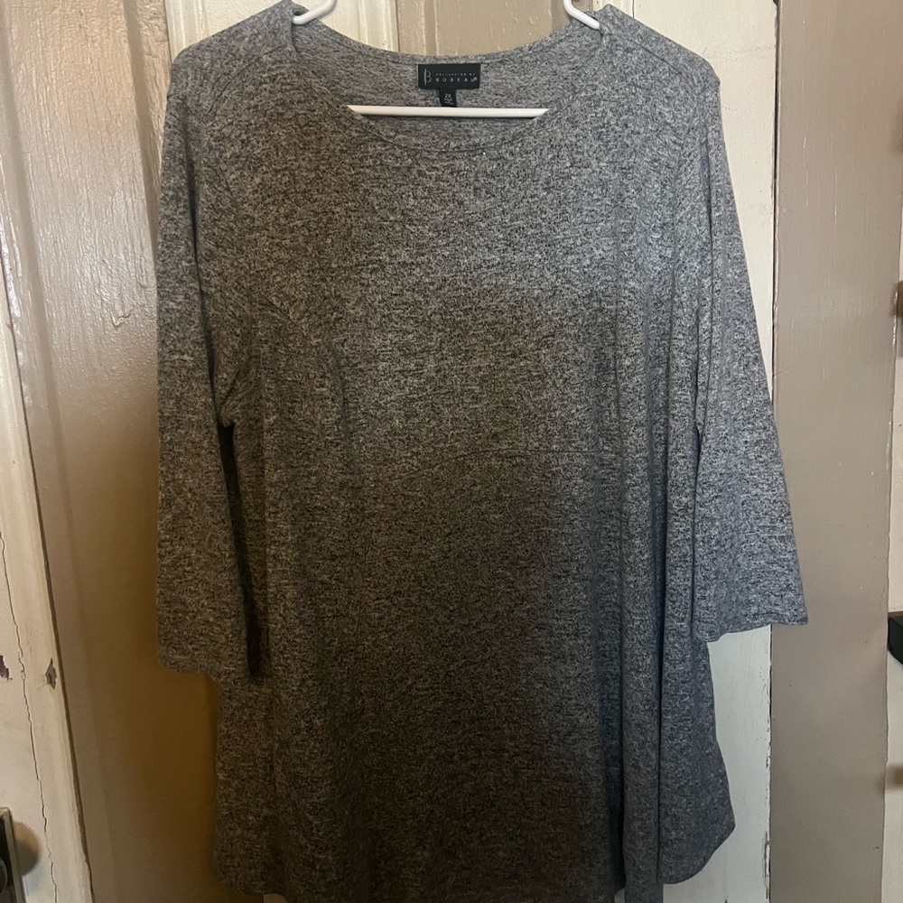 Bobeau Charcoal Long Sleeve Women's Top